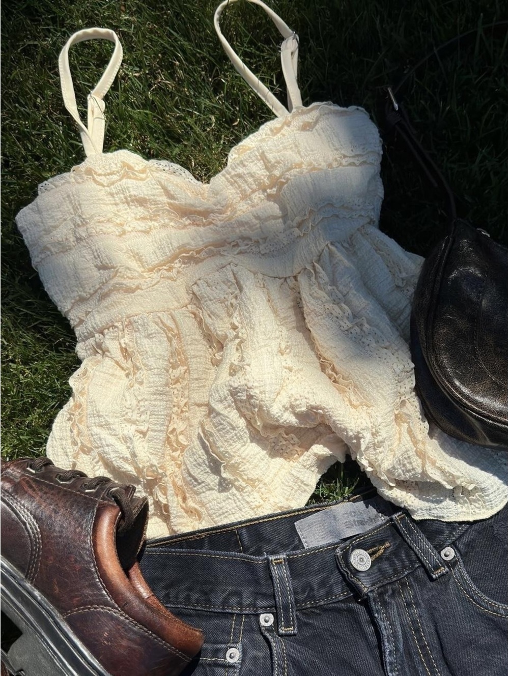 Cream Lace Babydoll Cami Top 🤍